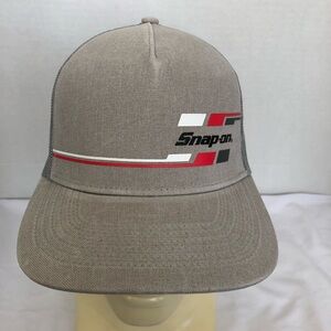 Snap-on Taupe Trucker Cap with Red & White Accent